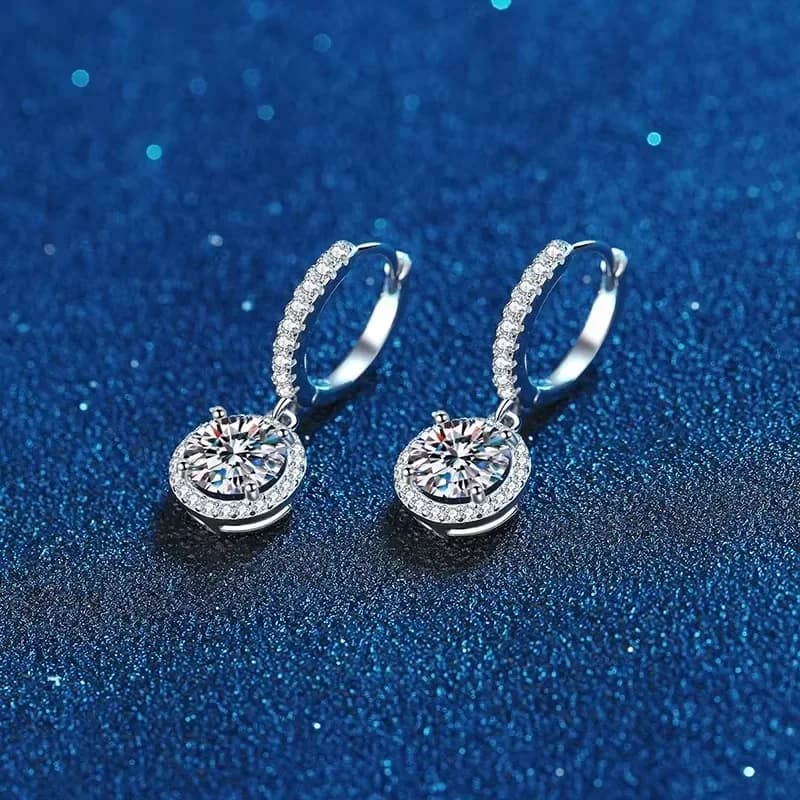 Sterling Silver Moissanite Round Earrings