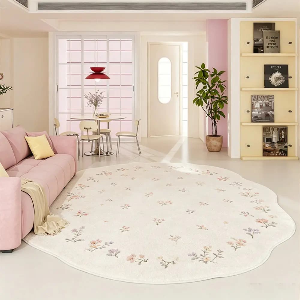 Irregular Shape Plush Area Rug Washable