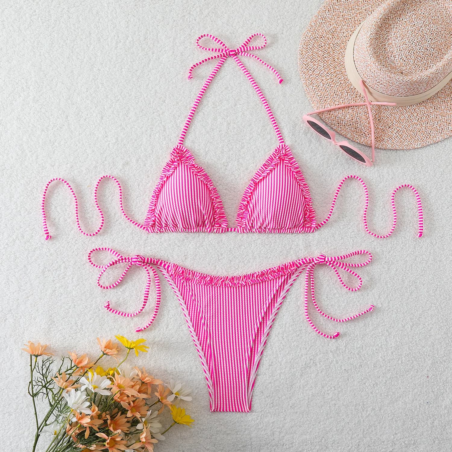 Halter Tie-Side High-Waisted Bikini Set