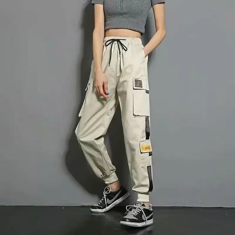Black Elastic Ankle Sports Pants for Women