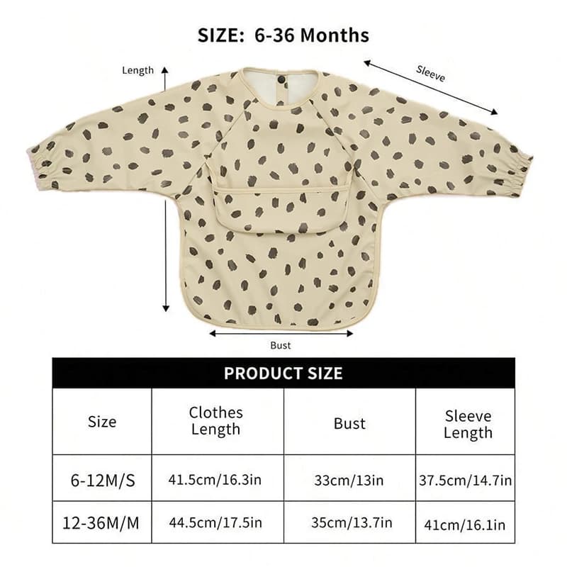 Baby Bibs Waterproof Art Smock with Long Sleeves Easy To Clean Children's Painting Apron Bib for Toddlers Girls Boys Baby Stuff