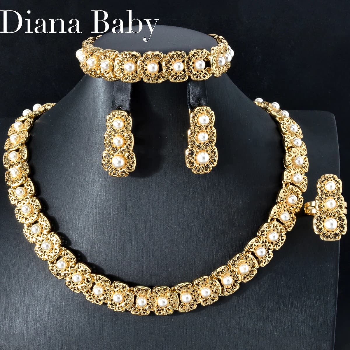 Gold-Plated Bridal Jewelry Set with Zircon