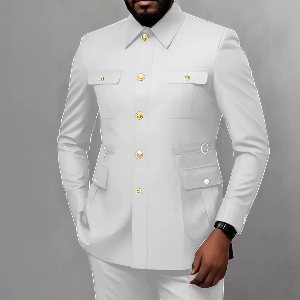 Men's 2-Piece Formal Suit with Golden Buttons