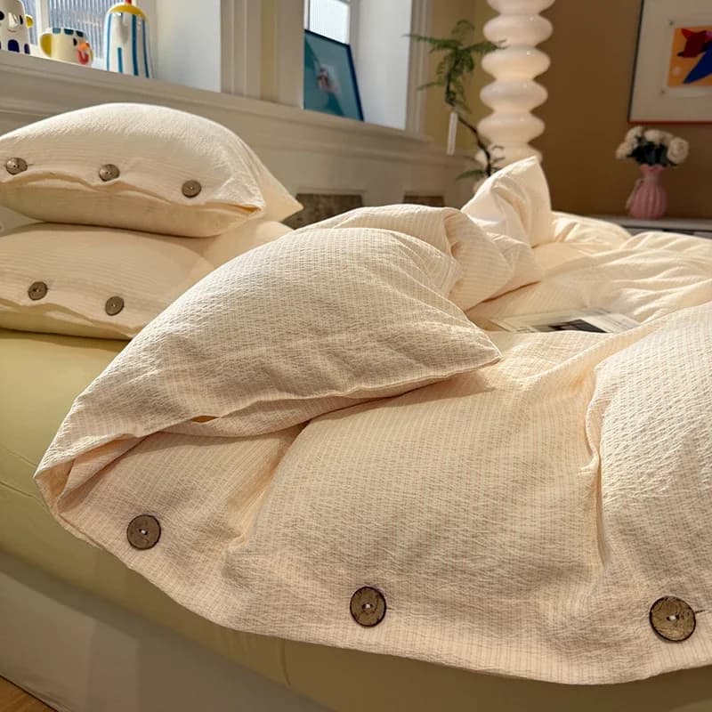 Class A Japanese Striped Bedding Sets High Quality Skin-Friendly Fabric Fitted Sheet Bed Kit Bedroom Bedclothes for Four Seasons