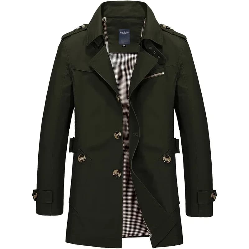 Men's Cotton Blend Windbreaker Trench Jacket
