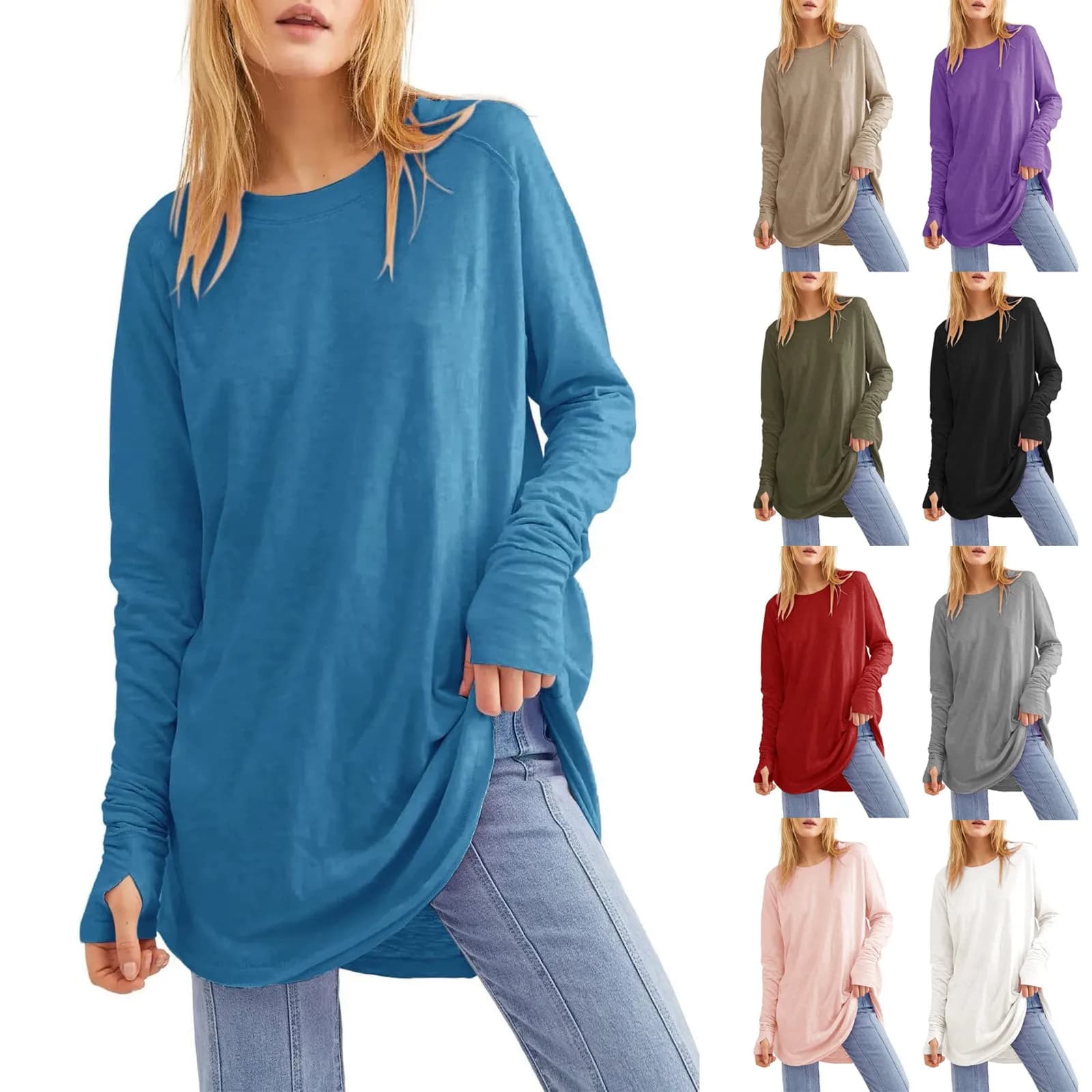 Women's Loose Long Sleeve Round Neck Top