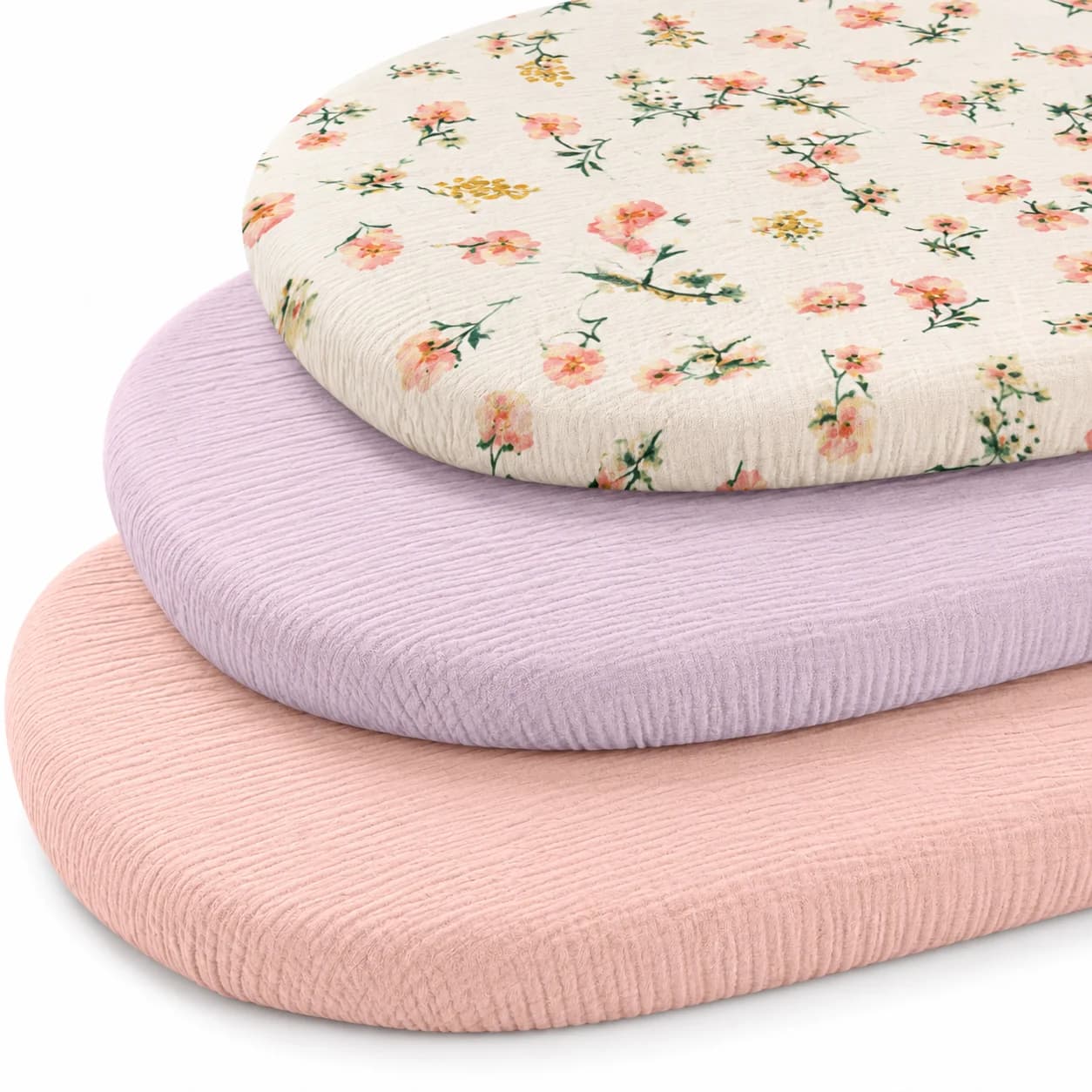 3PCS Baby Bassinet Bedding Set Soft Breathable Elastic Comfortable Crib Mattress Cover Suitable for Boys Girls Newborn Beds