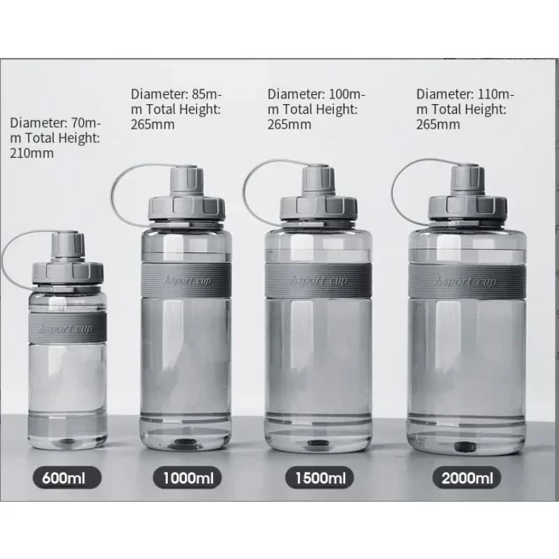 Large Water Bottle with Straw, 2 Liter