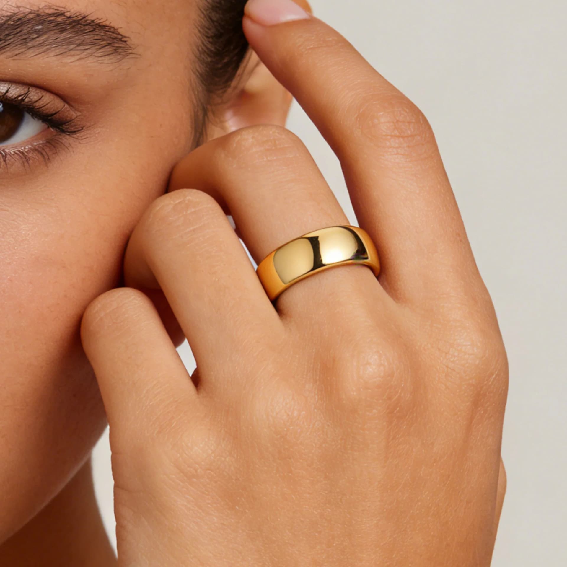 Gold-Tone Stainless Steel Wedding Band Ring