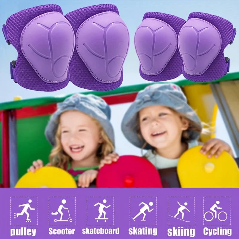 6pcs Kids' Sports Protective Gear Set for Ages 3-8 - Knee Pads, Elbow Guards, Durable PE Material, Shock Absorbent