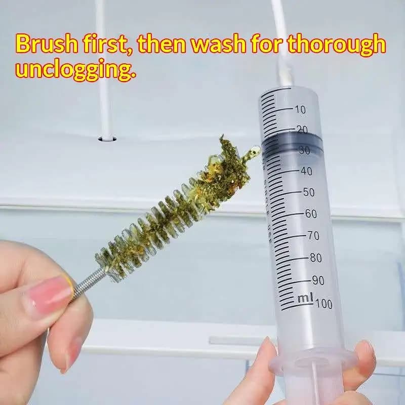 Drain Cleaning Syringe Kit With Hose Attachments