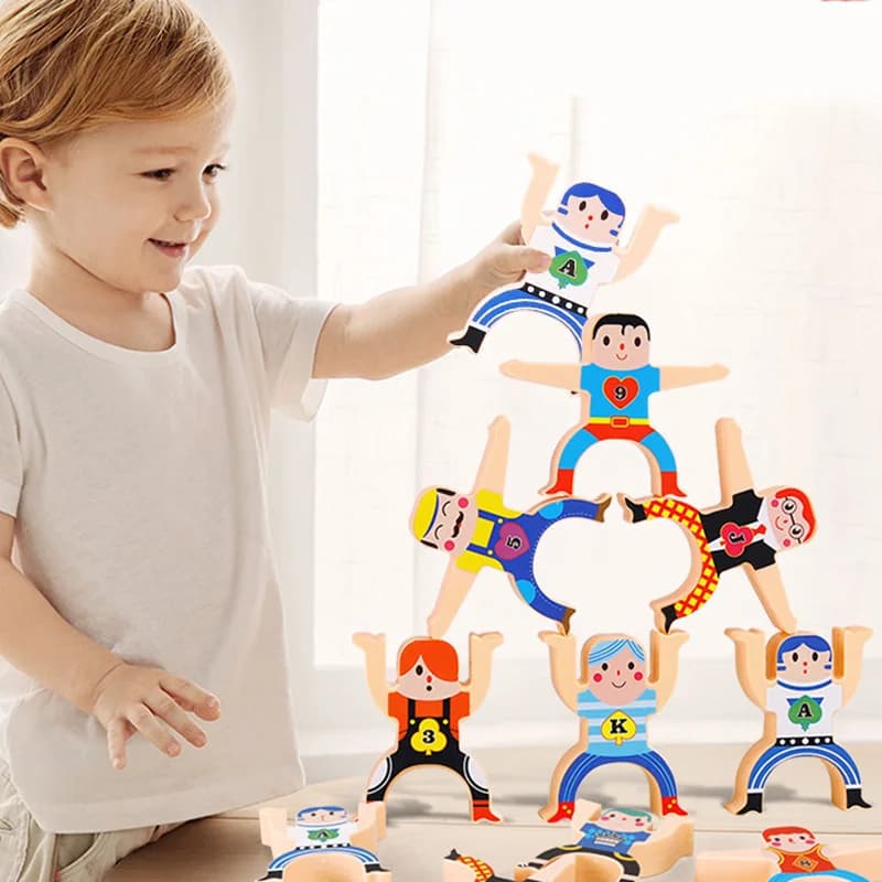 Montessori Balance Board Stacking Blocks