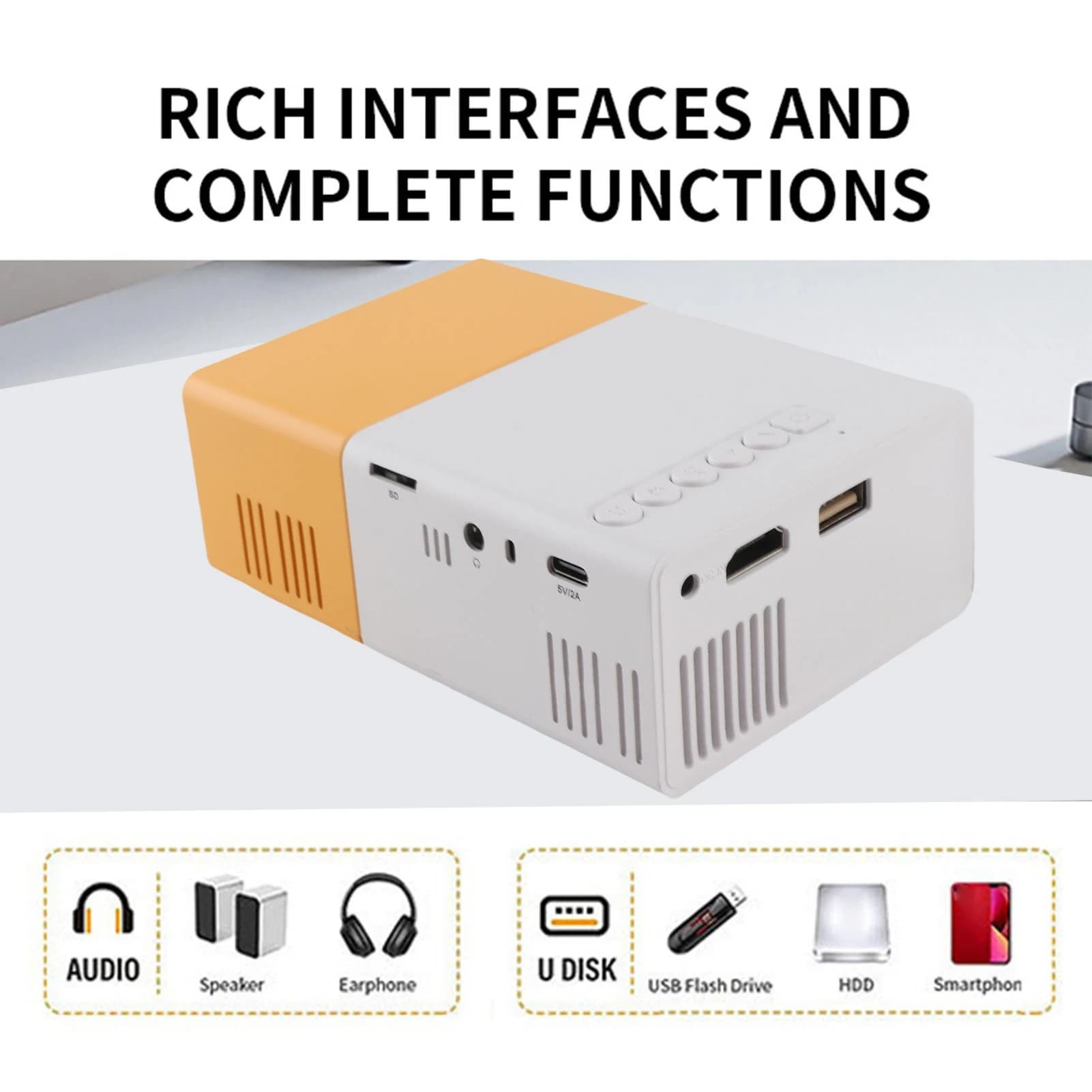 Portable 1080P LED Projector 100in Screen