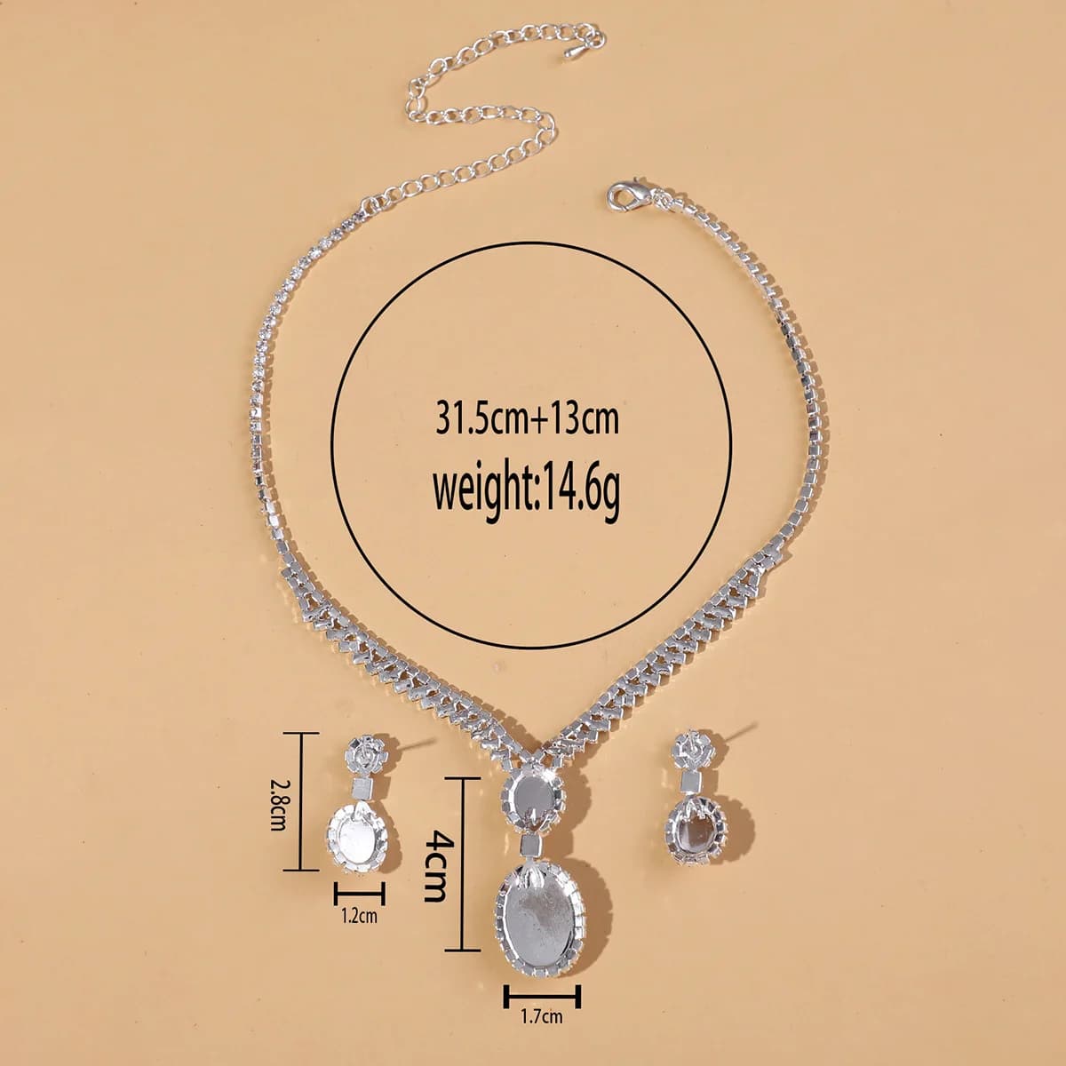 Jewelry Wholesale Fashion New Necklace Earrings Bracelet Set Shiny Bride Jewelry Set Collarbone Necklace