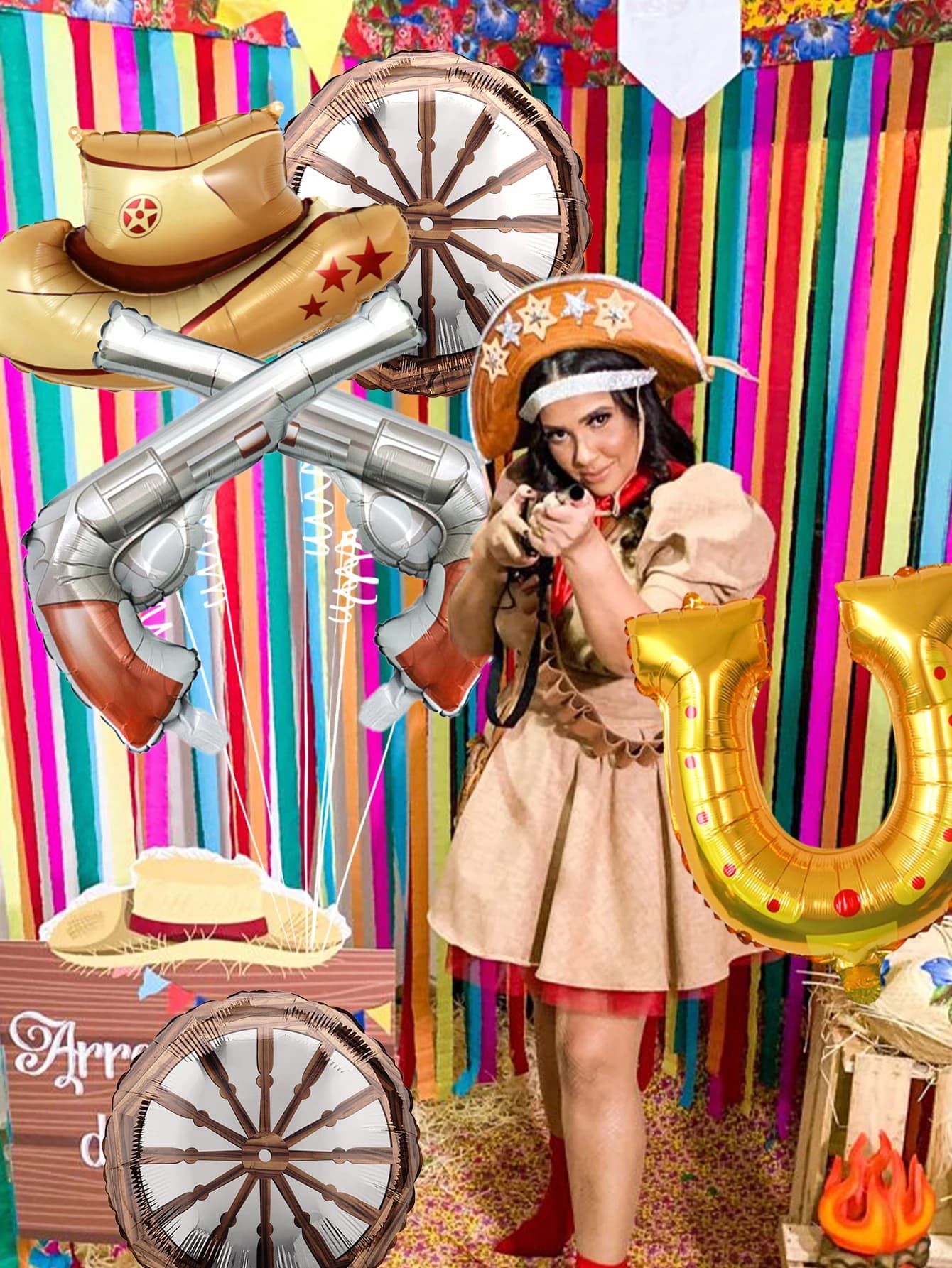 Western Themed Birthday Party Balloons Set