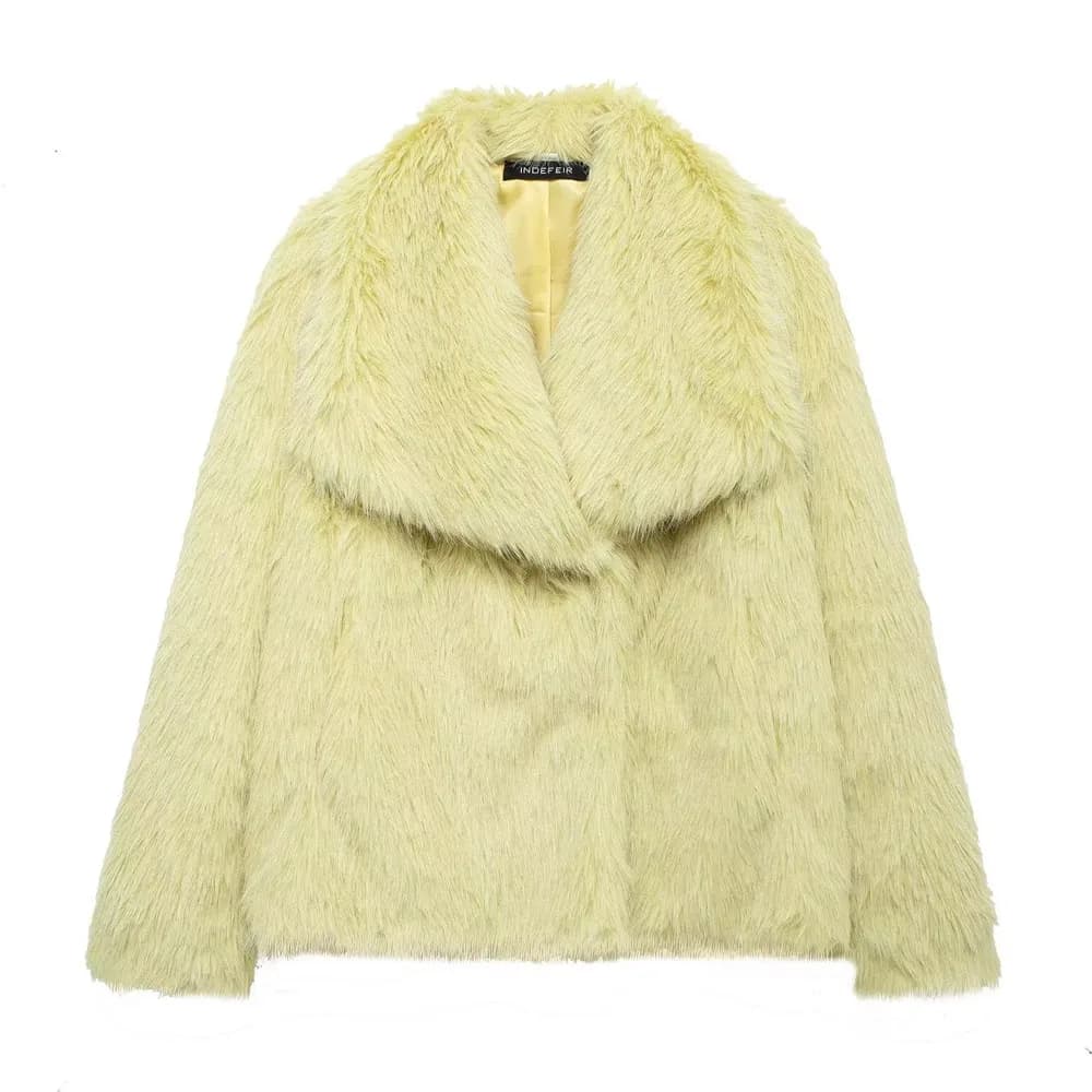 Women's Cropped Faux Fur Cardigan Coat