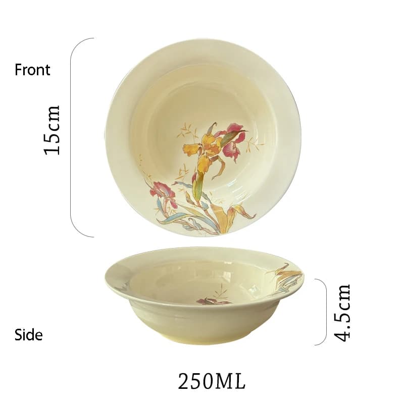Ceramic Dinner Plate Set French Iris