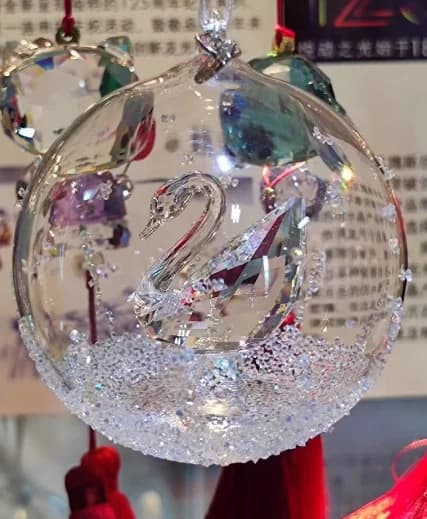 Crystal Glass Ball Ornament with Ribbon Hanger