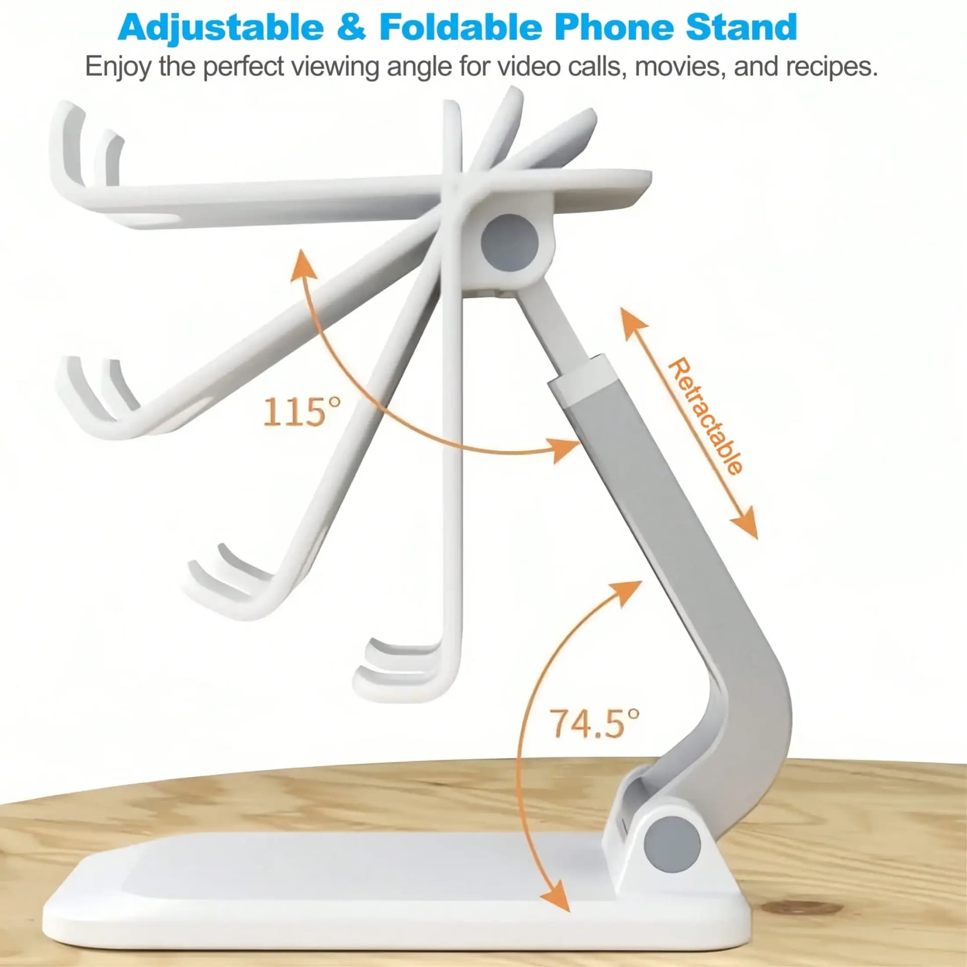 Foldable Desktop Phone Stand, Fully Adjustable Phone Stand, Portable Phone Stand, Desk Accessory Suitable For All Smartphones
