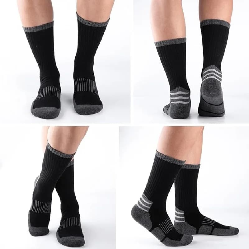 Men's Crew Socks Moisture Wicking Cushioned Work Boot 3 Pairs