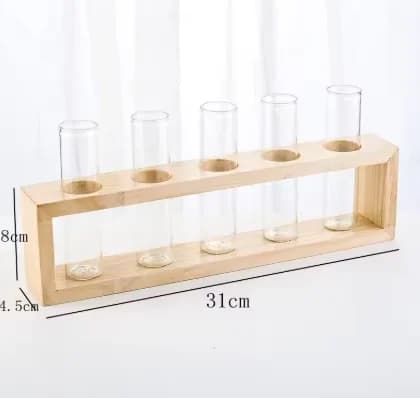 Wooden Frame Glass Hydroponic Vase