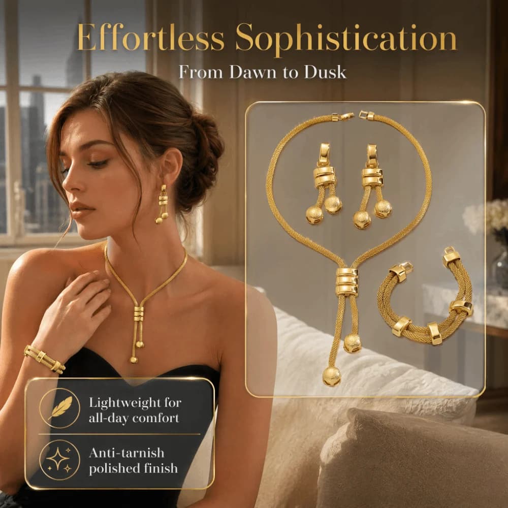 Fashionable Jewelry Set Electroplated High Quality Necklace Earrings Bracelet Minimalist Versatile Geometric Tassel Earrings Set
