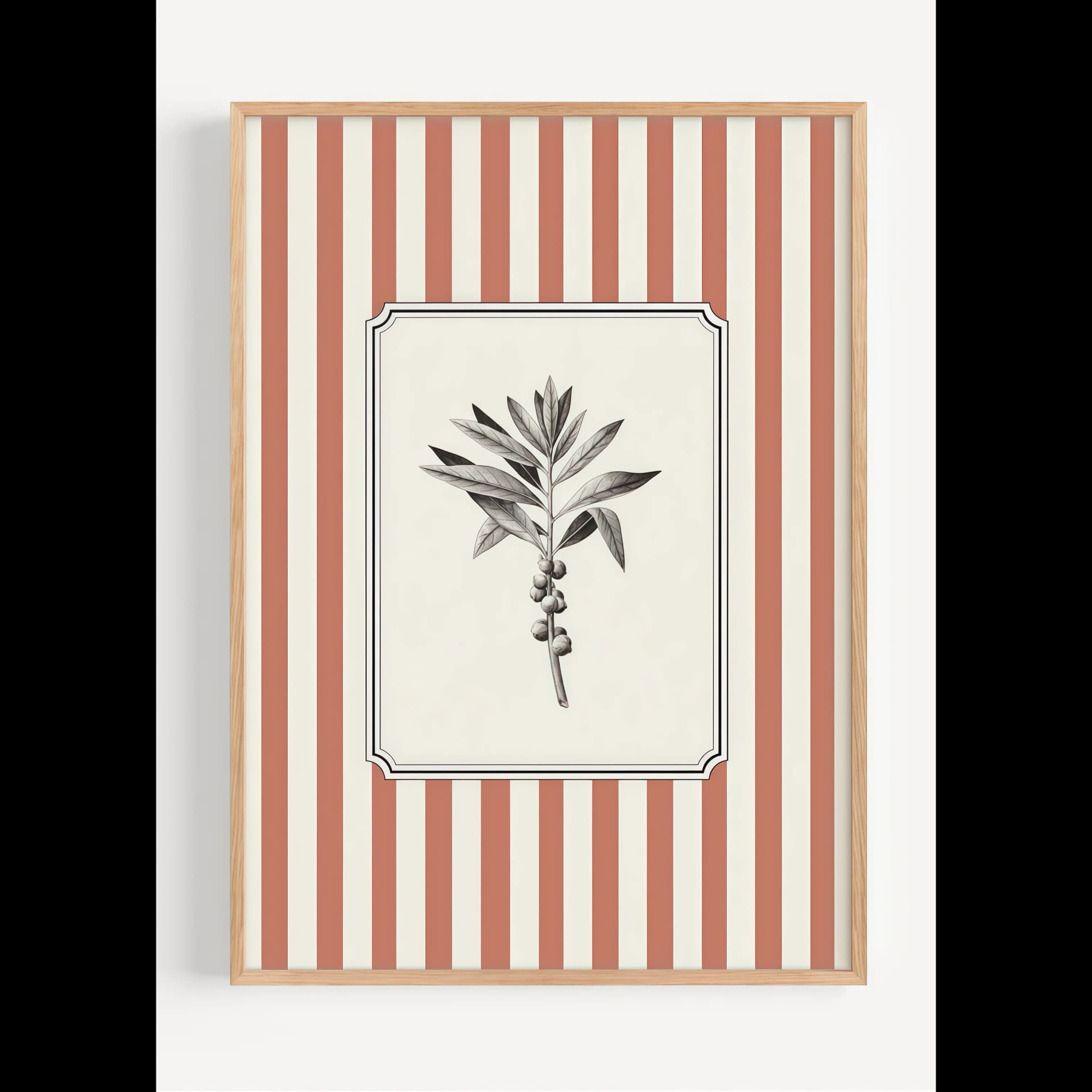 Minimalist Plants Stripes Canvas Wall Art