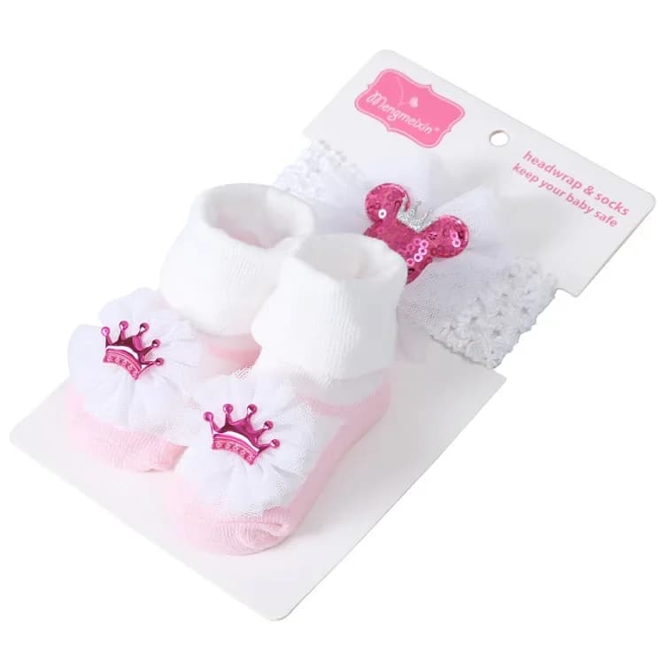 Baby Girl Socks and Bow Headband Set