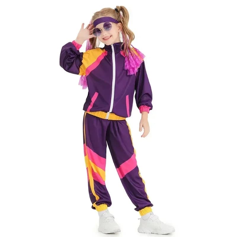 Halloween Costumes for Girls Boys Kids Children Retro Hippie Costume Fantasia 70s 80s Rock Hip-Hop Disco Cosplay Clothing Suit