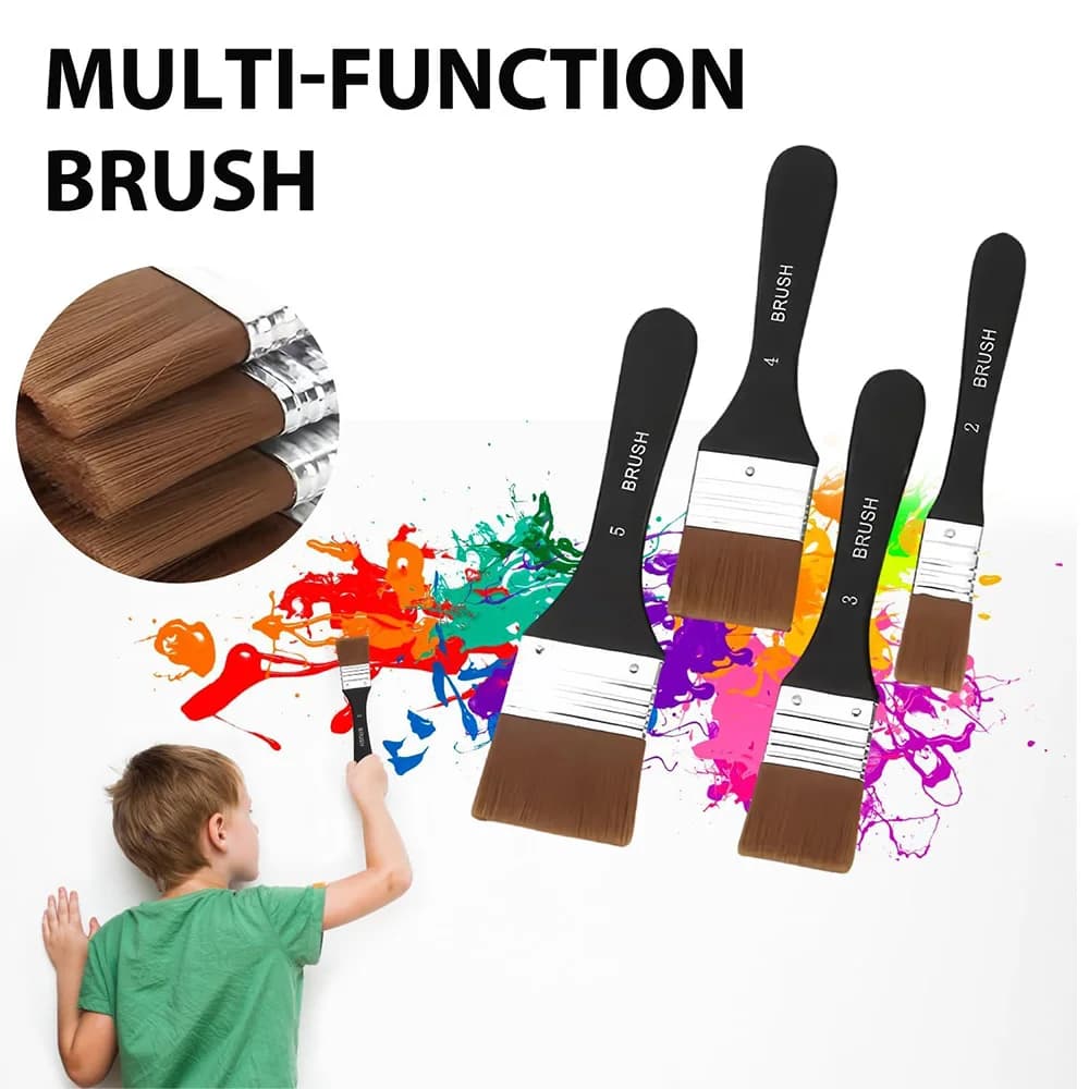 Flat Bright Paint Brushes with Wooden Handle