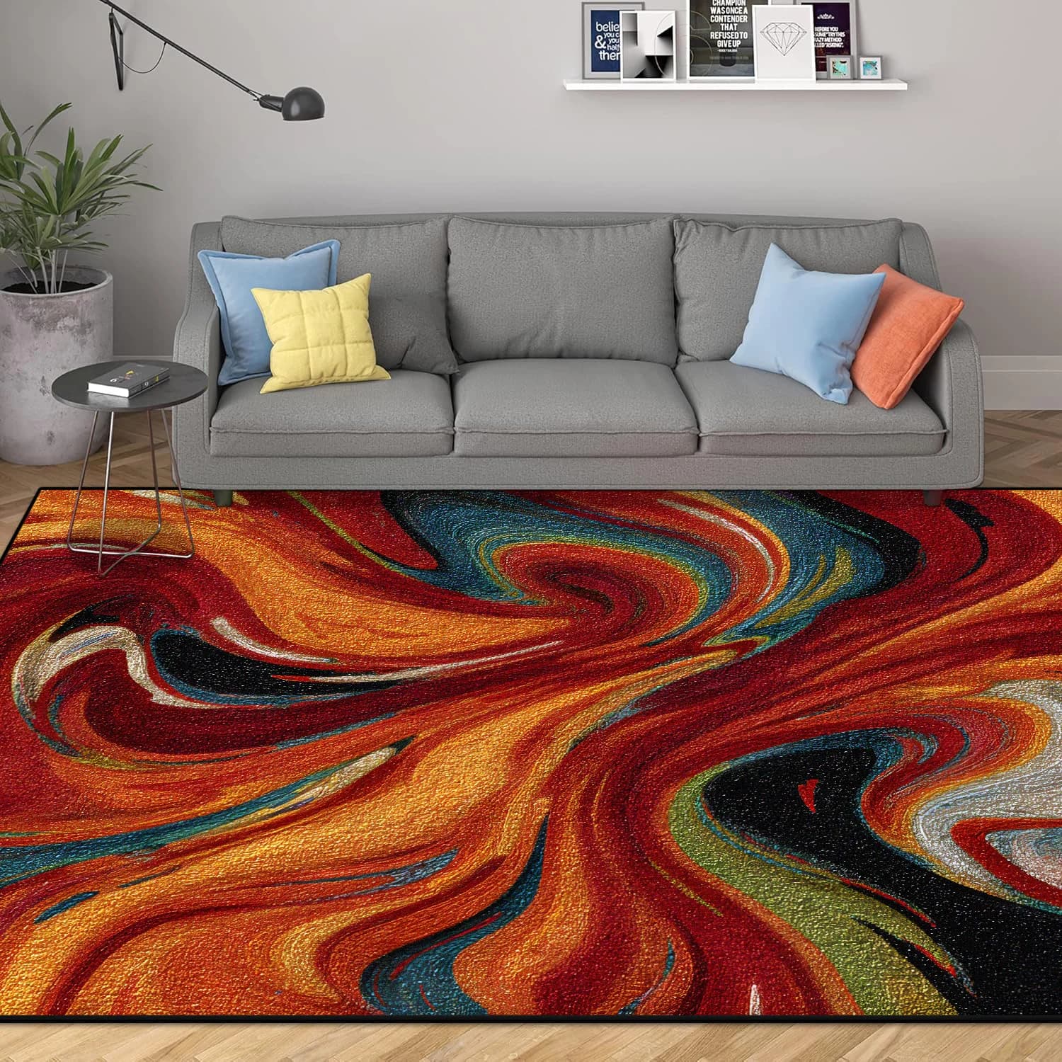 Modern Geometric Area Rug with Non-Slip Base