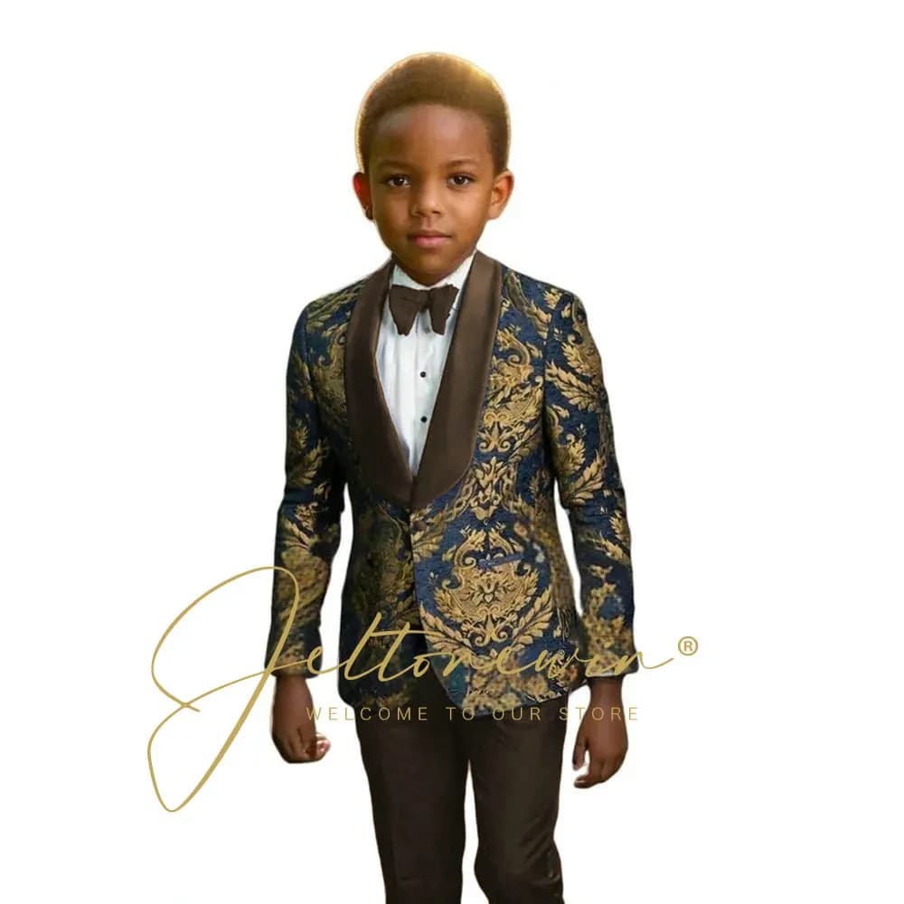 Navy Floral Boys Suit Set – 2 Pieces