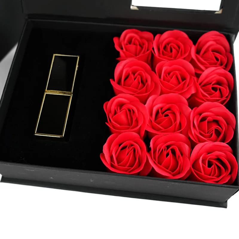 12 Rose Flowers Valentine'S Day Gift Box Soap Flower Necklace Jewelry Party Wedding Bridal Shower Bachelorette Party Gift Box