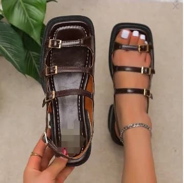 Women's Sandals  New Summer Platform Fashion High Heel Sandals Outdoor Beach Shoes Square Toe Buckle Strap Women’s Shoes