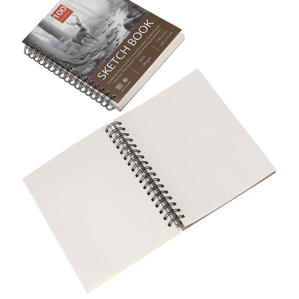 Professional Spiral Sketch Book, Hardback, 100 Sheets