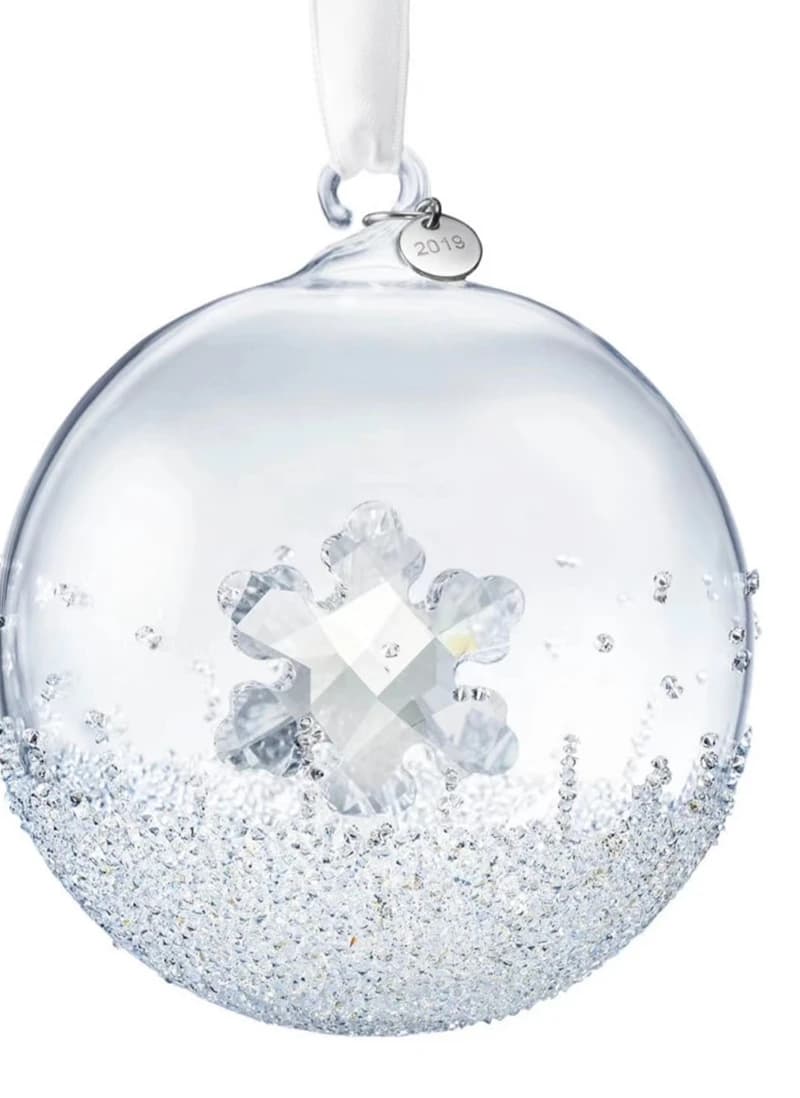 Crystal Glass Ball Ornament with Ribbon Hanger
