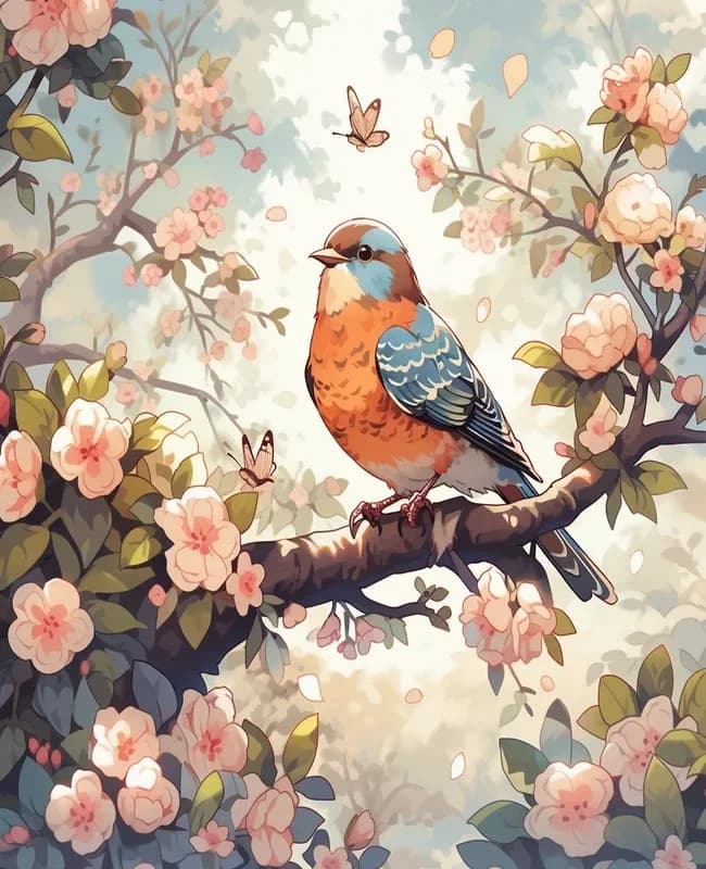 Paint By Numbers Bird Illustration Art Kit