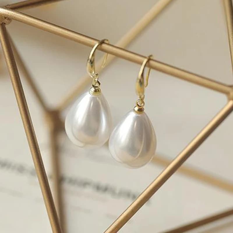 Water Drop Pearl Hook Earrings