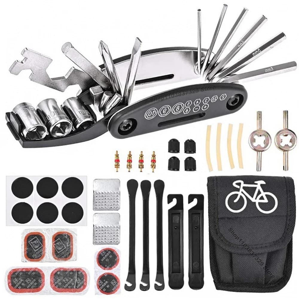 Bike Repair Tool Kit with Pump and Patch