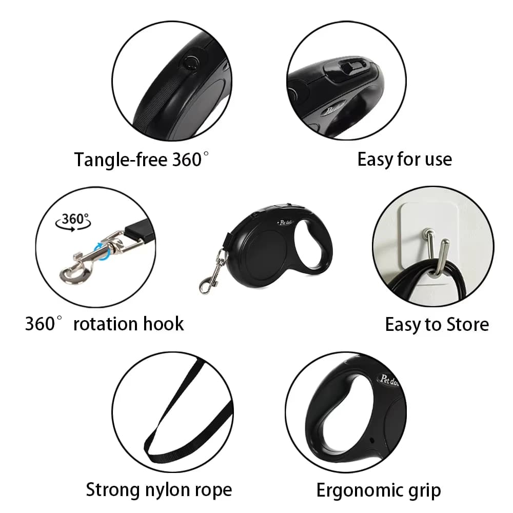 Retractable Dog Leash with Ergonomic Handle