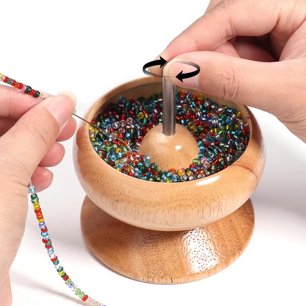 Wooden Spin Beading Tools Storage Bowl Kit
