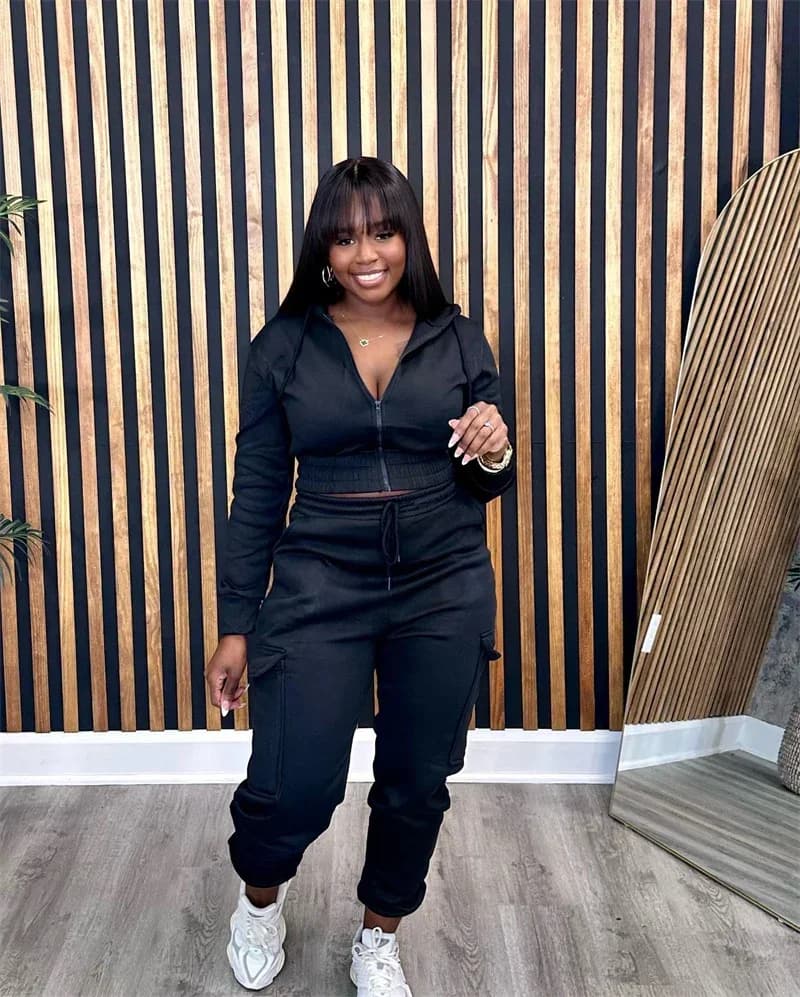 Women's Hooded Bomber Tracksuit with Cargo Joggers