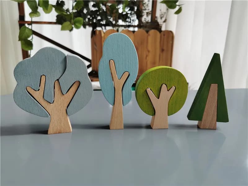 Wooden Rainbow Tree Building Blocks Set