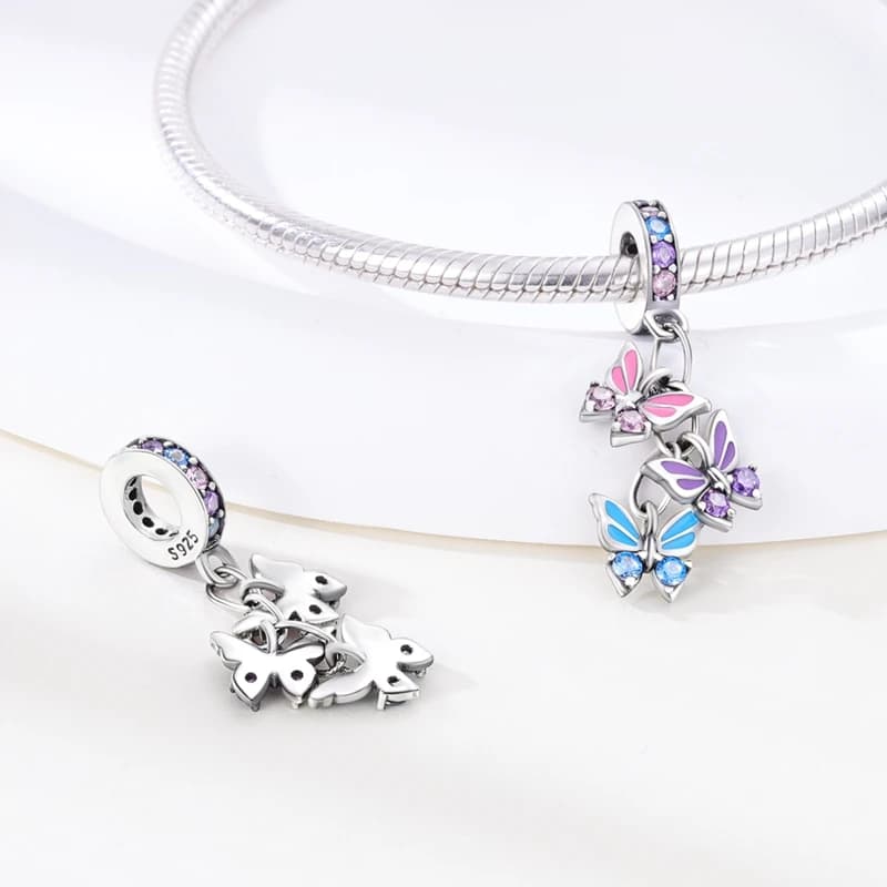 Pink Sterling Silver Charm Pendant
