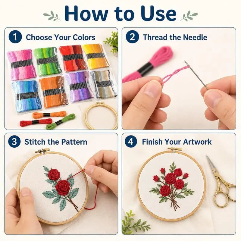 6-Strand Gradient Embroidery Thread Set
