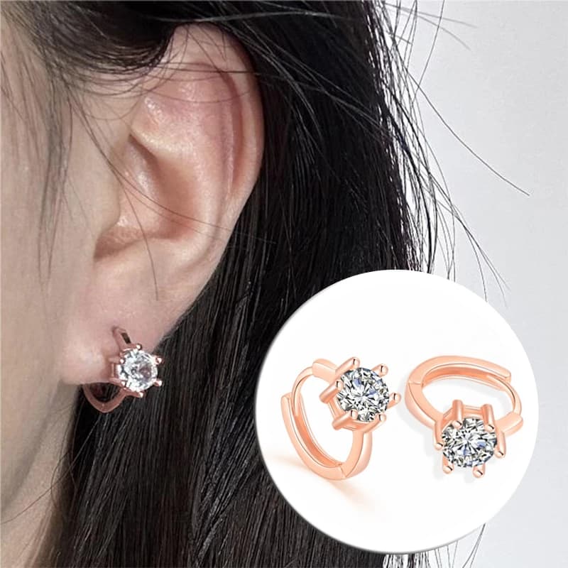 Classic Six-Claw Cubic Zirconia Stud Earrings