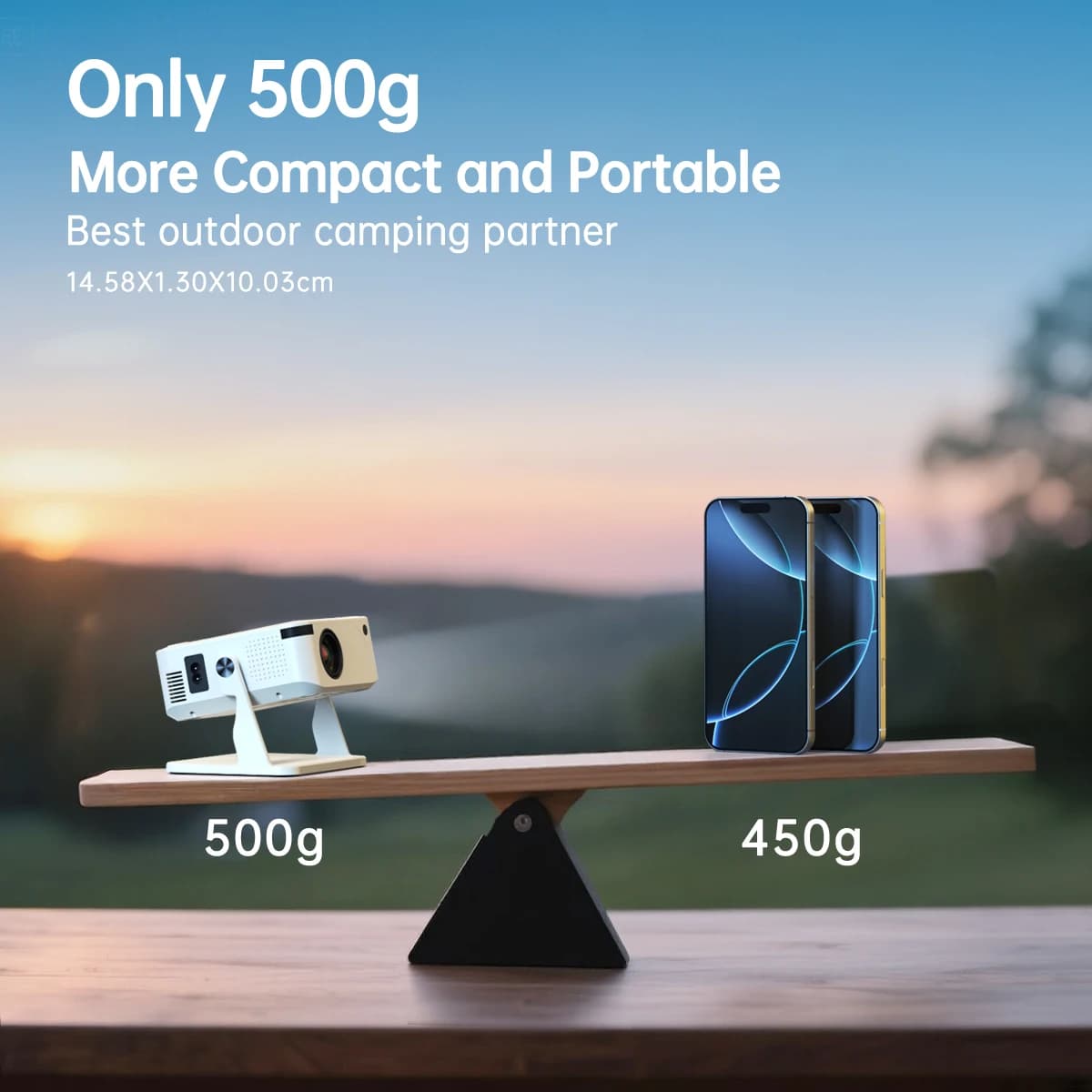 Mini Projector 280 ANSI, Supports 1080P, Portable Smart Projector with WiFi 6 & Bluetooth 5.2, Android 10, 1GB+8GB, Home Theater