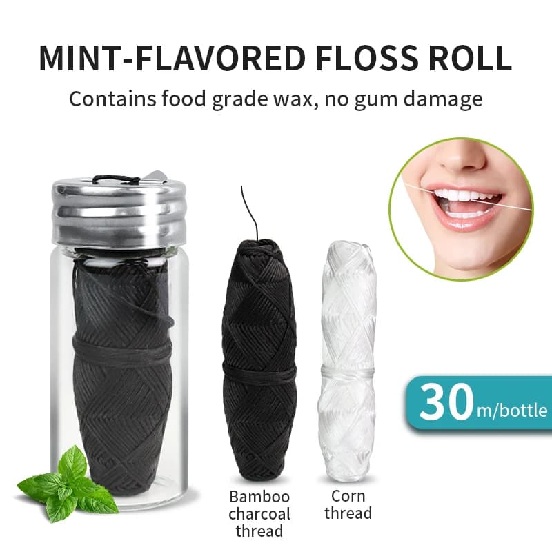 Bamboo Charcoal Dental Floss Roll 30 Meters