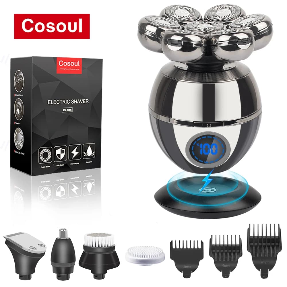 7-Head Electric Shaver and Hair Clipper for Men