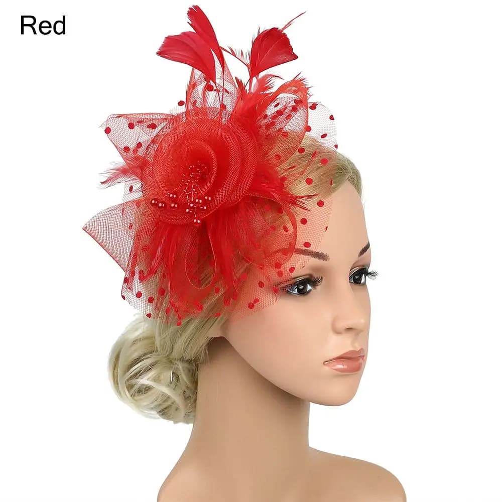 Hair Accessories Mesh Flower Hair Fascinators Wedding Feathers Hair Clip Fascinator Hat Tea Party Headband Alice Headband Clip